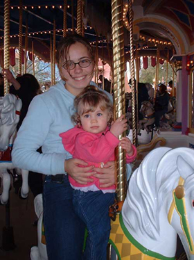 aly and dani on the carousel