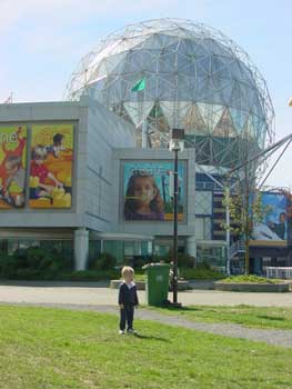 toby in front of science world