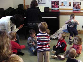 aly enjoying song time at toy soldiers