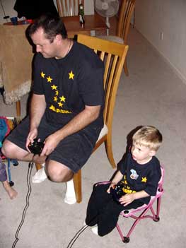 kenny and toby in matching shirts