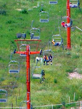 bikes on the ski lift