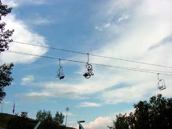 bikes on the ski lift