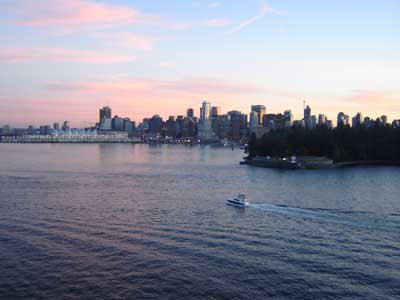 leaving vancouver at dusk