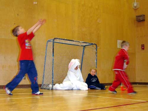 playing hockey with the easter bunny