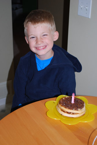 toby and his birthday waffle