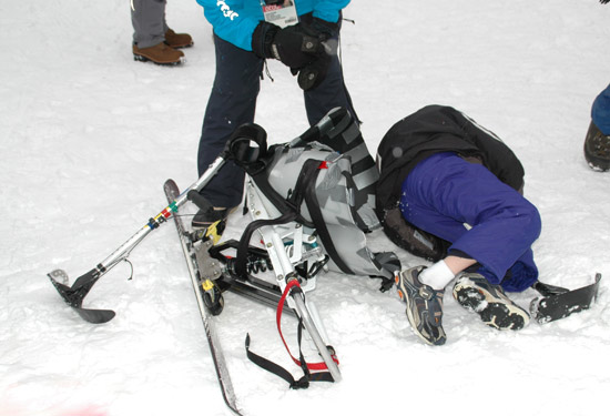 toby sit skiing