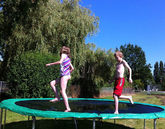 sprinkler trampoline