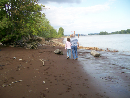 aly and grandad on the beach