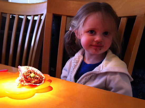 zoe eating chocolate nests